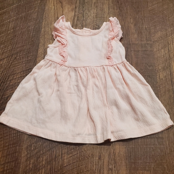 Carters Just One You Pastel Pink Dress Knit Ruffle Eyelet Preppy Casual Baby 6M - Picture 1 of 6